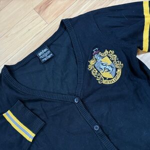 Harry Potter Hufflepuff Sweater Womens Sz M Black Yellow Hogwarts Cardigan